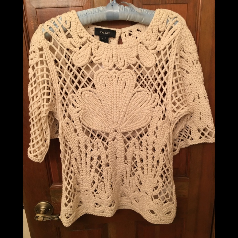 Karen Kane Crochet Short Sleeve Top